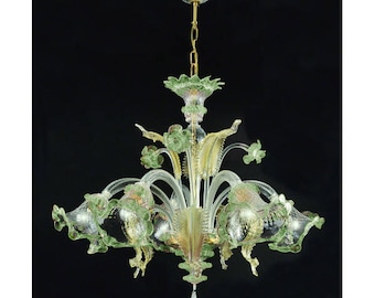 Ca'Venier 5 lights Crystal gold green