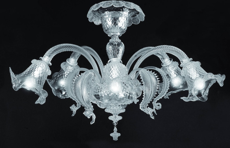 Ca'Venier ceiling 5 arms crystal in Murano glass image 1