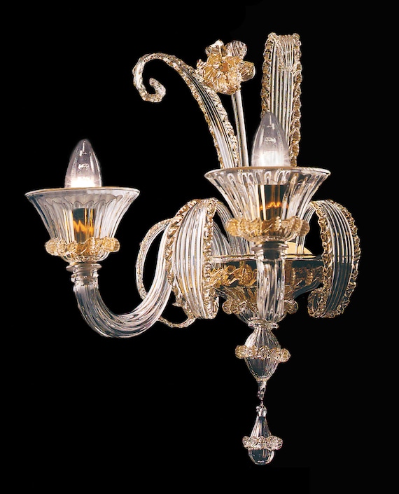 2 Wall Lights Chandelier Couple Rococo Lamp Crystal