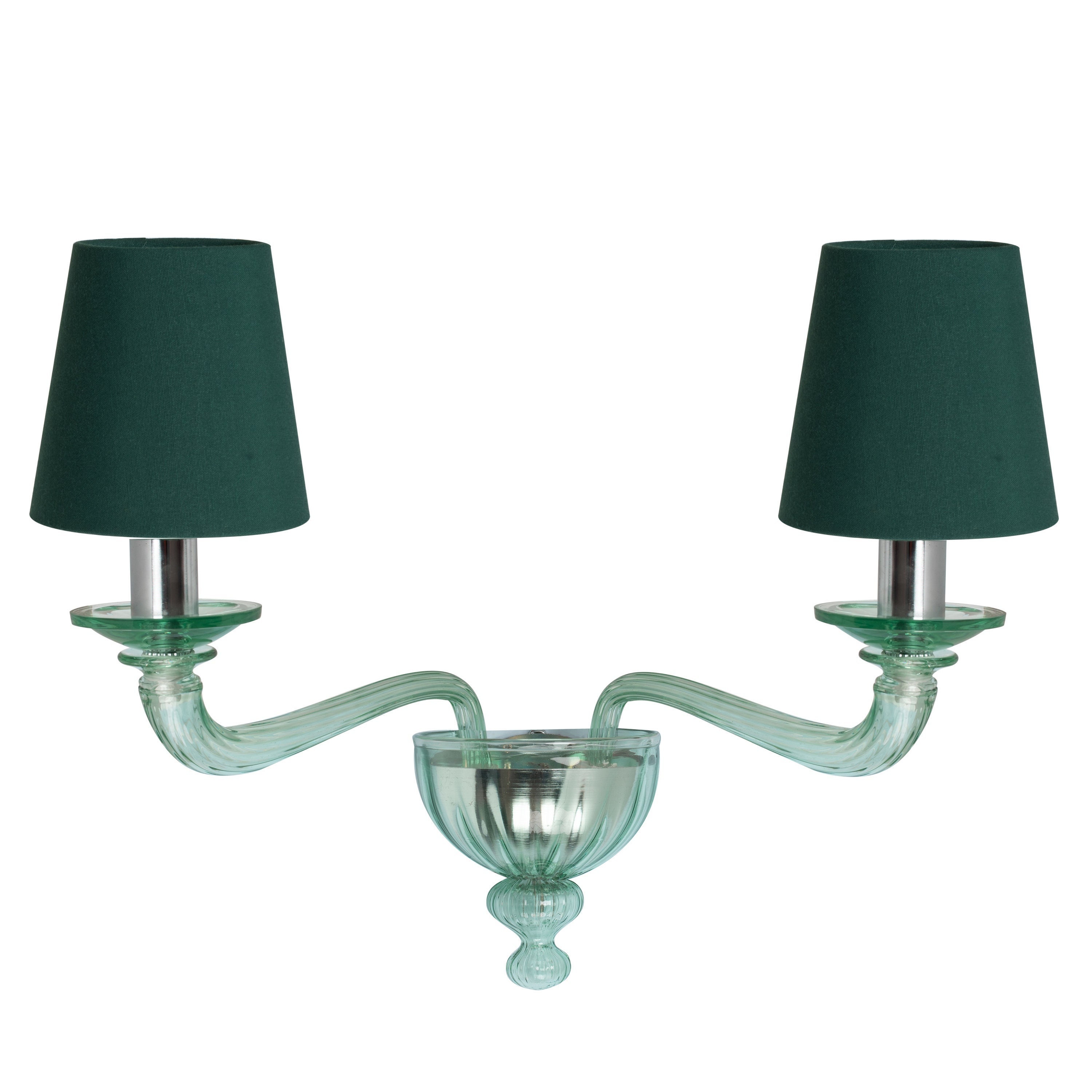 Green Murano glass Murano wall light • Dublino • Texile shades and Murano green glass •  Venetian glass lamp