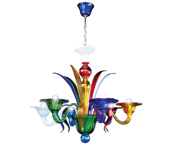 Chandelier Multicolor Peggy Murano Glass Italian Design Colorful Lamp -  Etsy UK