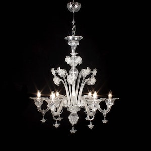 Lustre Murano Floral 5 lumières Cristal