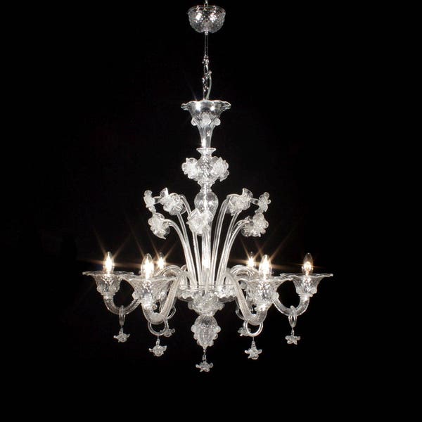 Floral Murano chandelier 5 lights Crystal