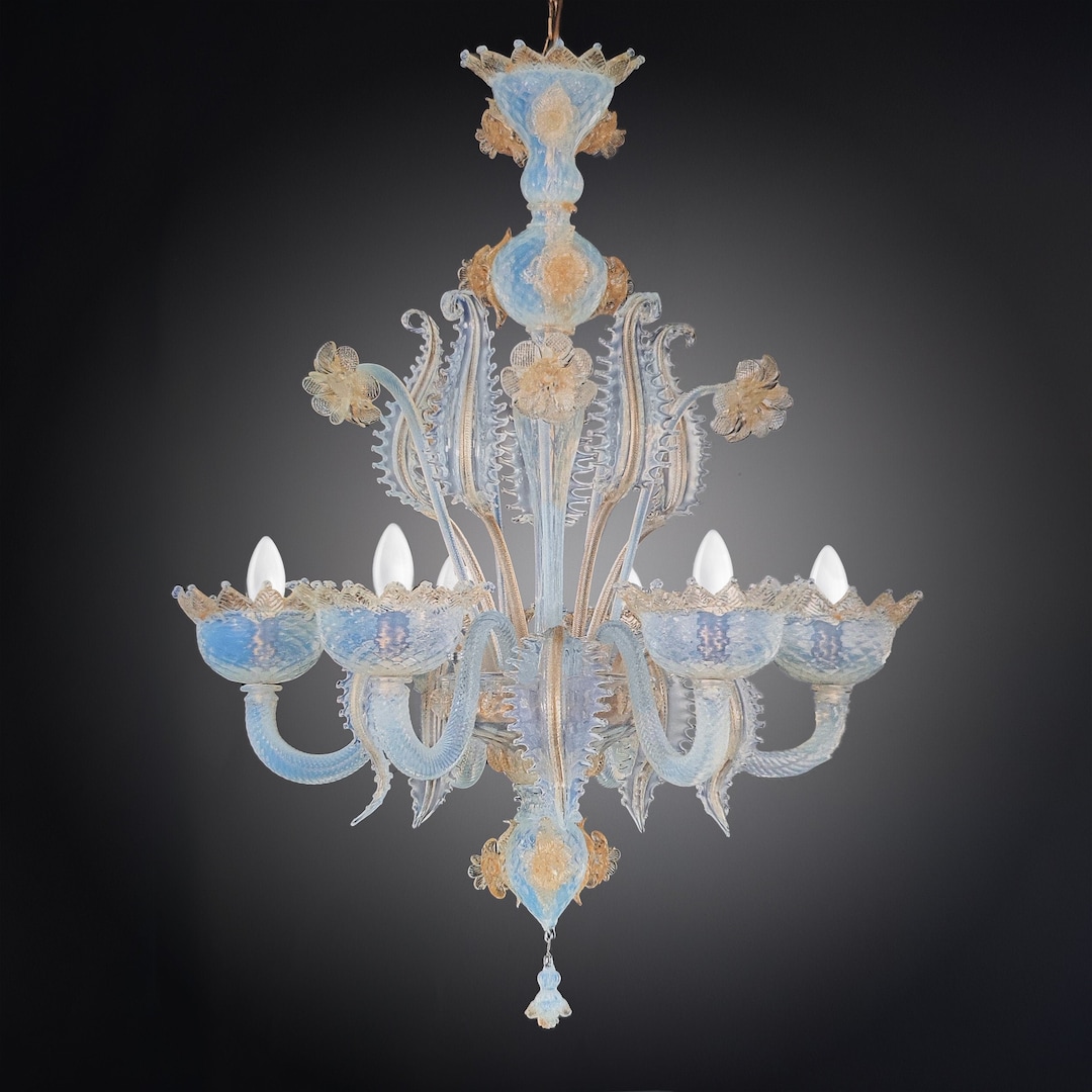 Murano Crystal Gold Chandelier Orio Murano Chandelier in Opal Crystal