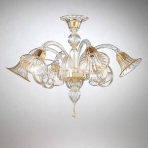 Tintoretto Murano ceiling 6 arms crystal gold