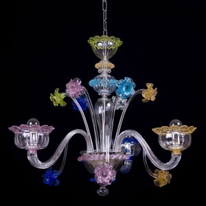 Murano chendelier 3 lights crystal and multicolor