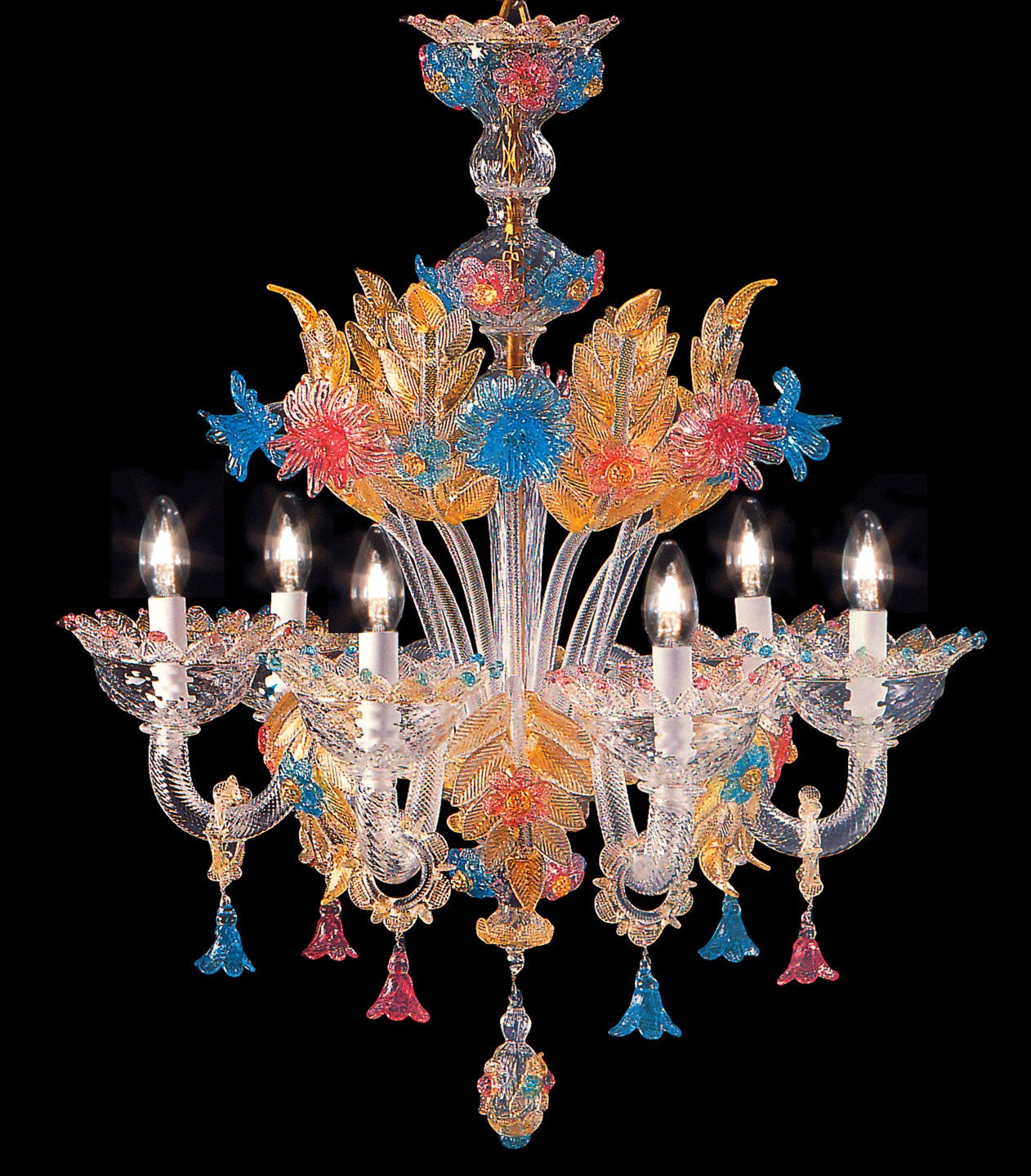 Donà Murano Chandelier 6 Multicolored Lights -