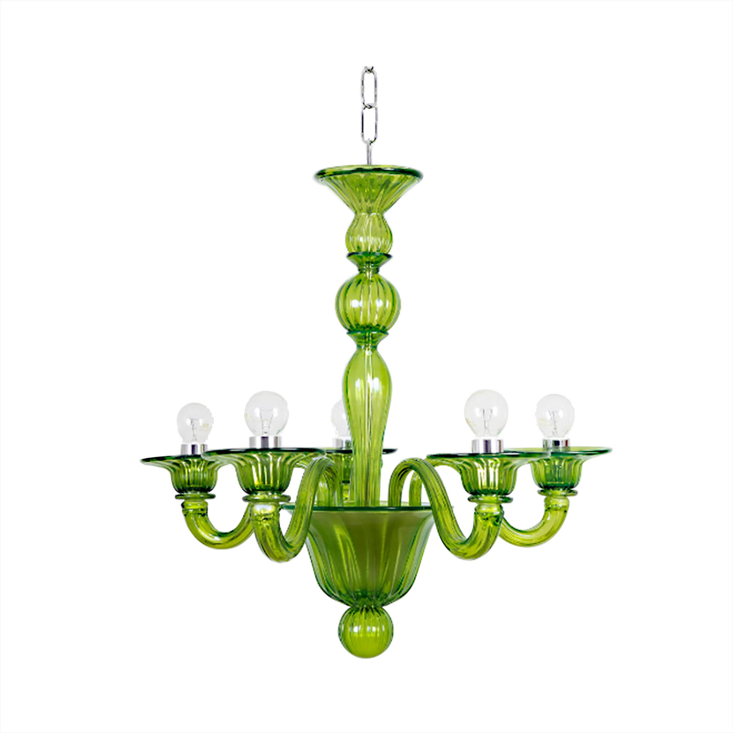 Ca' Casanova • グリーン ムラーノ クリスタル シャンデリア • 5 つの