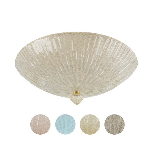 Ceiling lamp in colored grit crystal glass • Murano glass • Italian elegance • Rugiada model • Cristalleria Murano