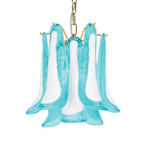 Dalie Lattimo • Small Vintage Murano saddle petals chandelier • Ø 30 cm • Vintage 70s design suspension lamp Made in Italy
