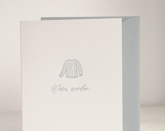 Warm Wishes Sweater Letterpress Card