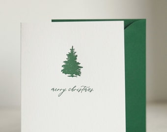 Merry Christmas Fir Tree Letterpress Card