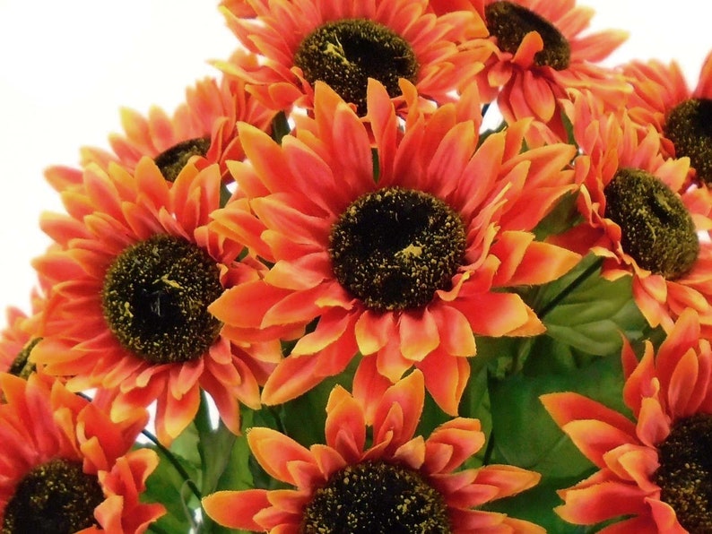 ORANGE Sunflower Bush Artificial Silk Flowers 17 Bouquet Etsy