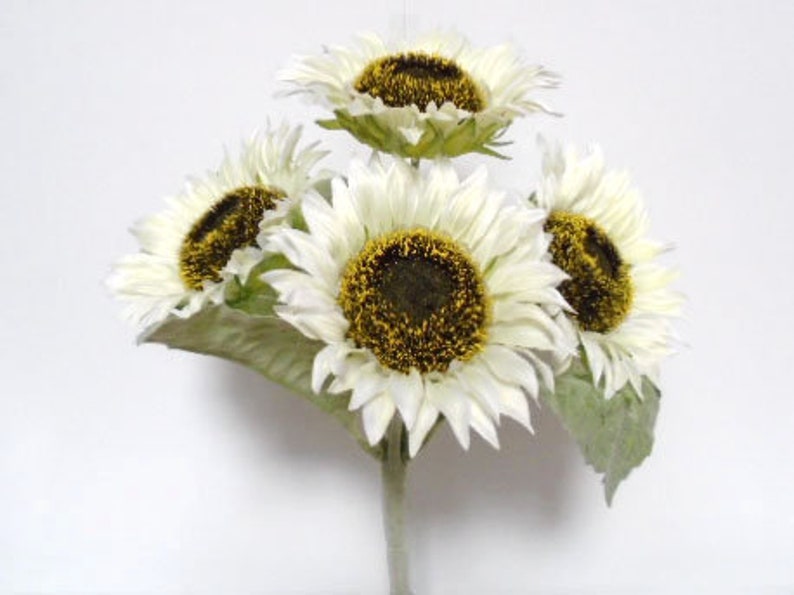 CREAM Sunflowers Bush Artificial Silk Flowers 11 Bouquet Etsy