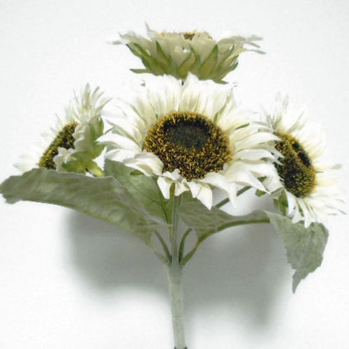 CREAM Sunflowers Bush Artificial Silk Flowers 11 Bouquet Etsy