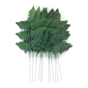 24 Sprays GREEN Leather Fern Artificial Silk Leaves 16&quot; Greenery 5665GN