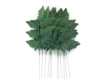 24 Sprays GREEN Leather Fern Artificial Silk Leaves 16&quot; Greenery 5665GN