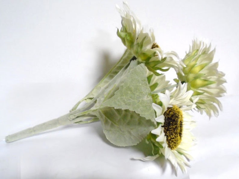 CREAM Sunflowers Bush Artificial Silk Flowers 11 Bouquet Etsy