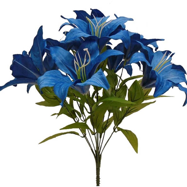 Tiger Lily Bush Satin Artificial Flowers 19" Bouquet 11-A8225