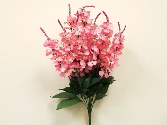 PINK Stock Bush Artificial Silk Flowers 22 Bouquet 12 030R PK Etsy