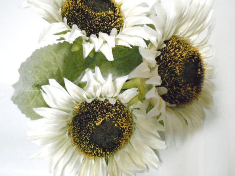 CREAM Sunflowers Bush Artificial Silk Flowers 11 Bouquet Etsy