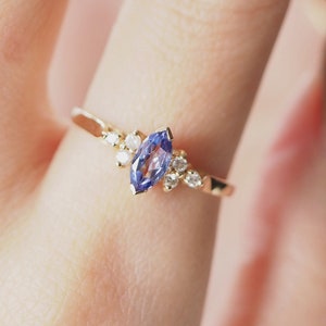 Marquise Tanzanite Ring, Tanzanite Solitaire Ring, 14K Solid Gold Ring, Tanzanite Stone Solitaire Ring, Minimalist Ring, Gifts for Her