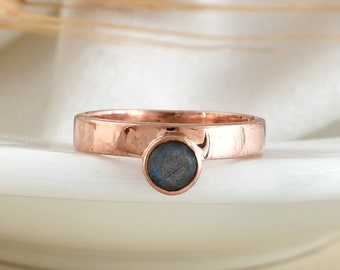 Rainbow Labradorite Round Ring ~ Gemstone ~ Natural Sterling Silver 925 ~ Jewelry ~ Handmade February Birthstone ~Statement ~Gift