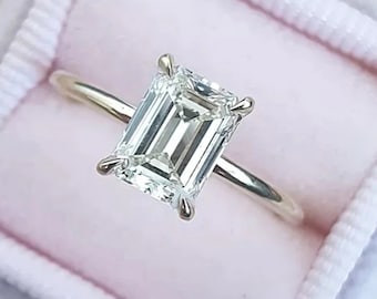 3 CT Emerald Cut Moissanite Engagement Ring 14K Solid Gold Ring Anniversary Ring Emerald Cut Ring Emerald Cut Solitaire Ring Promise Ring