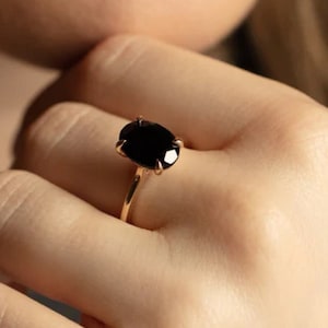 Black Onyx Ring · Oval Ring · Gemstone Ring · Prong Cocktail Ring · Statement Ring · Black Diamond Ring · Black Ring