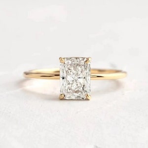2.23 CT Radiant Cut Wedding Ring Classic Solitaire Ring 14K Yellow Gold Radiant Cut Moissanite Engagement Ring Promise Ring Anniversary Ring