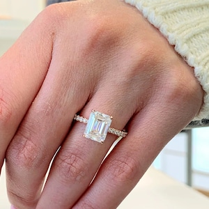 Emerald Cut Moissanite Engagement Ring, Emerald Cut Engagement Ring, Emerald Cut Solitaire, 3ct Emerald Cut, Solitaire Engagement Ring