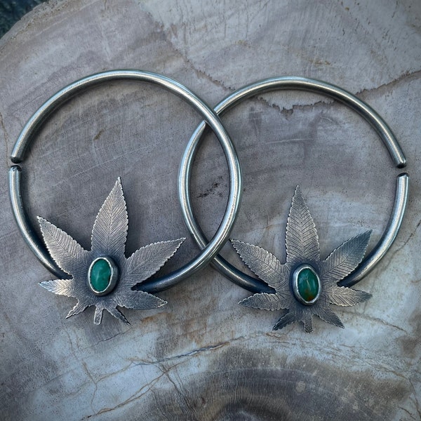 Mary Jane Gauged Ear Sterling Silver Hoops