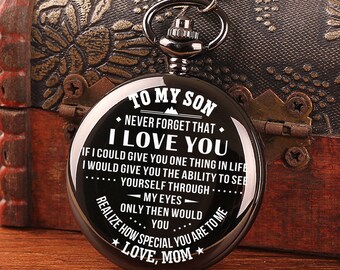 To My Son Good And Bad Times Love Dad Engraved Pocket Watch Etsy