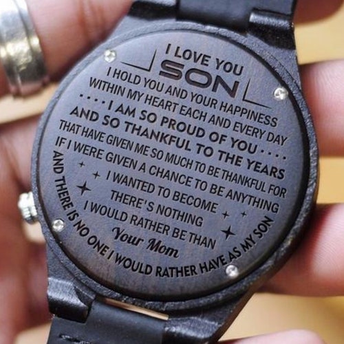 To Our Son We Wish You Love Mom & Dad Engraved Wooden Watch - Etsy