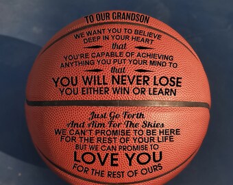 À notre petit-fils de grand-mère grand-père gravé Ballon de basket-ball cadeau pour votre anniversaire anniversaire mariage cadeau de remise des diplômes aux fans