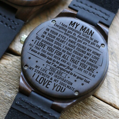 My Man Completely Fallen for You Engraved Wooden Wood Watch - Etsy