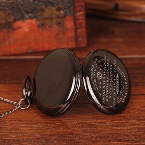 To Our Grandson Always Be Safe Love Grandma & Grandpa Engraved Pocket Watch Time Machine Personalized Quotes Birthday Anniversary Black Bild 6