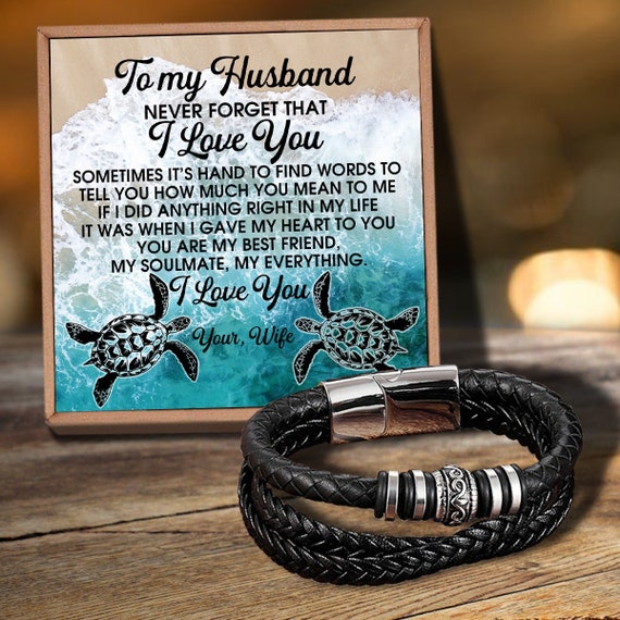 To My Husband Never Forget From Love Wife Message Card Customization Lock  Bracelet for Birthday Anniversary Holiday Gift Graduation 