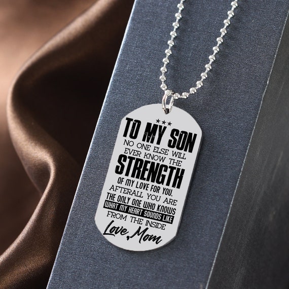 From mom to shop son dog tag necklace