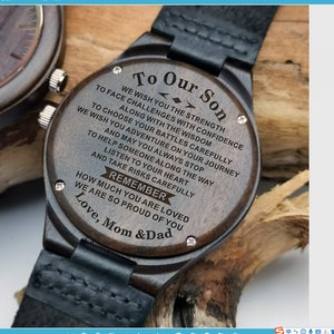 To Our Son We Wish You Love Mom & Dad Engraved Wooden Watch for Son Anniversary Birthday Gift