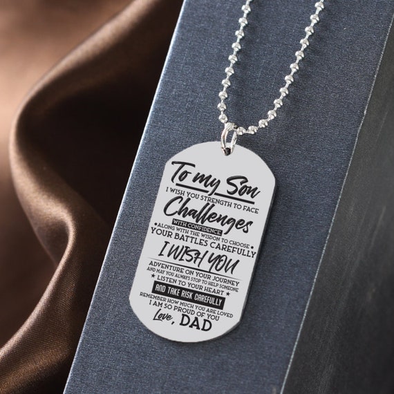 To My Son Dog Tag from Dad, To My Son Wherever Your Journey Necklace