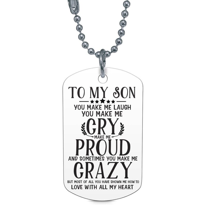 To My Son Love You With All Heart Mom Dad Dog Tag Image 0