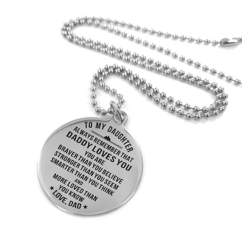 To My Daughter You Are Smarter Than Love Dad Necklace Circular Customized Stainless Steel Birthday Graduation Anniversary Military Gift