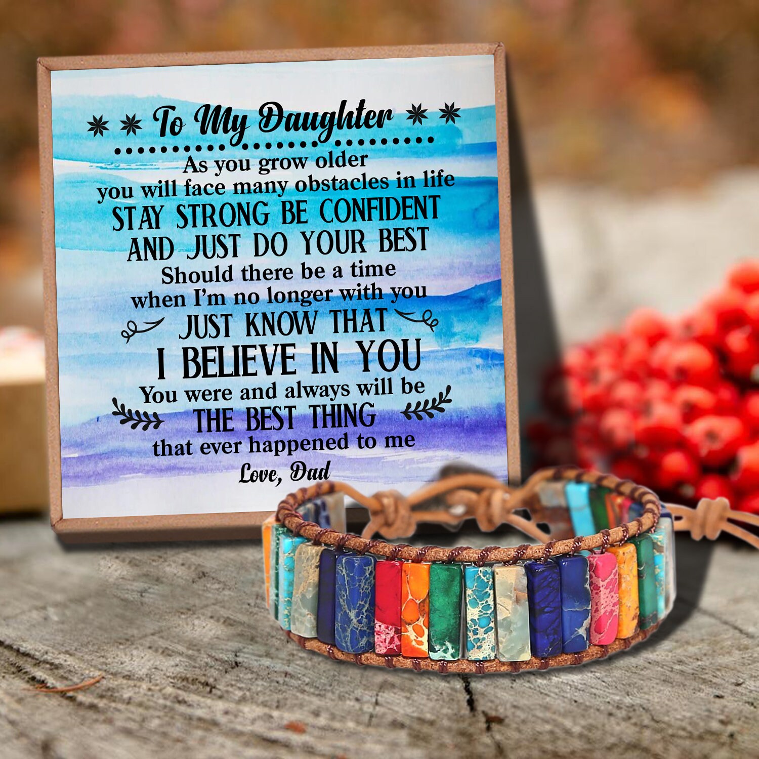 To My Daughter as You Grow From Love Dad Message Card String Agate