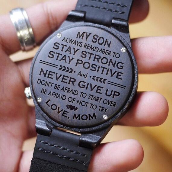Engraved wooden watches clearance for son