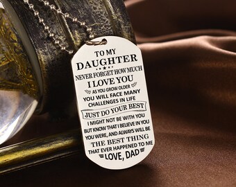 To My Daughter The Best Things I Love You Dad Daddy Father Dog Tag Military Necklace Ball Chain Gift for Best Graduation Birthday