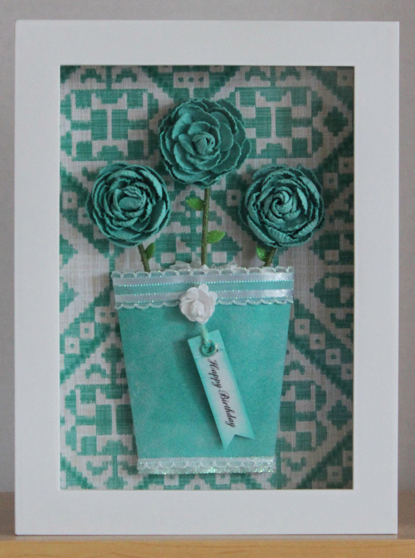 Flower shadow box framed wall art display case white frame Etsy