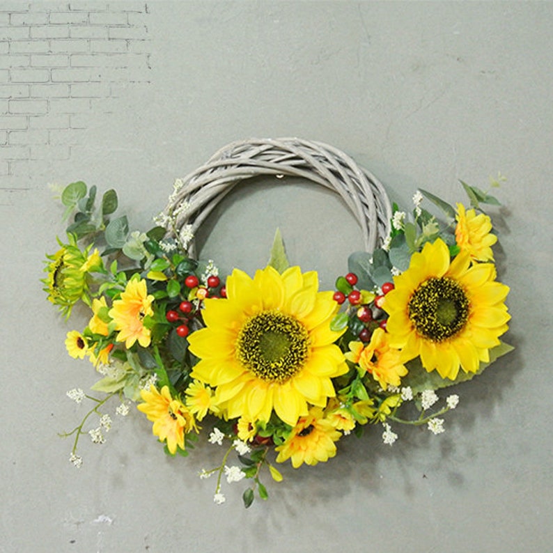 Artificial Sunflower Wreaths Flower Wreath Front Door Decor Image 0
