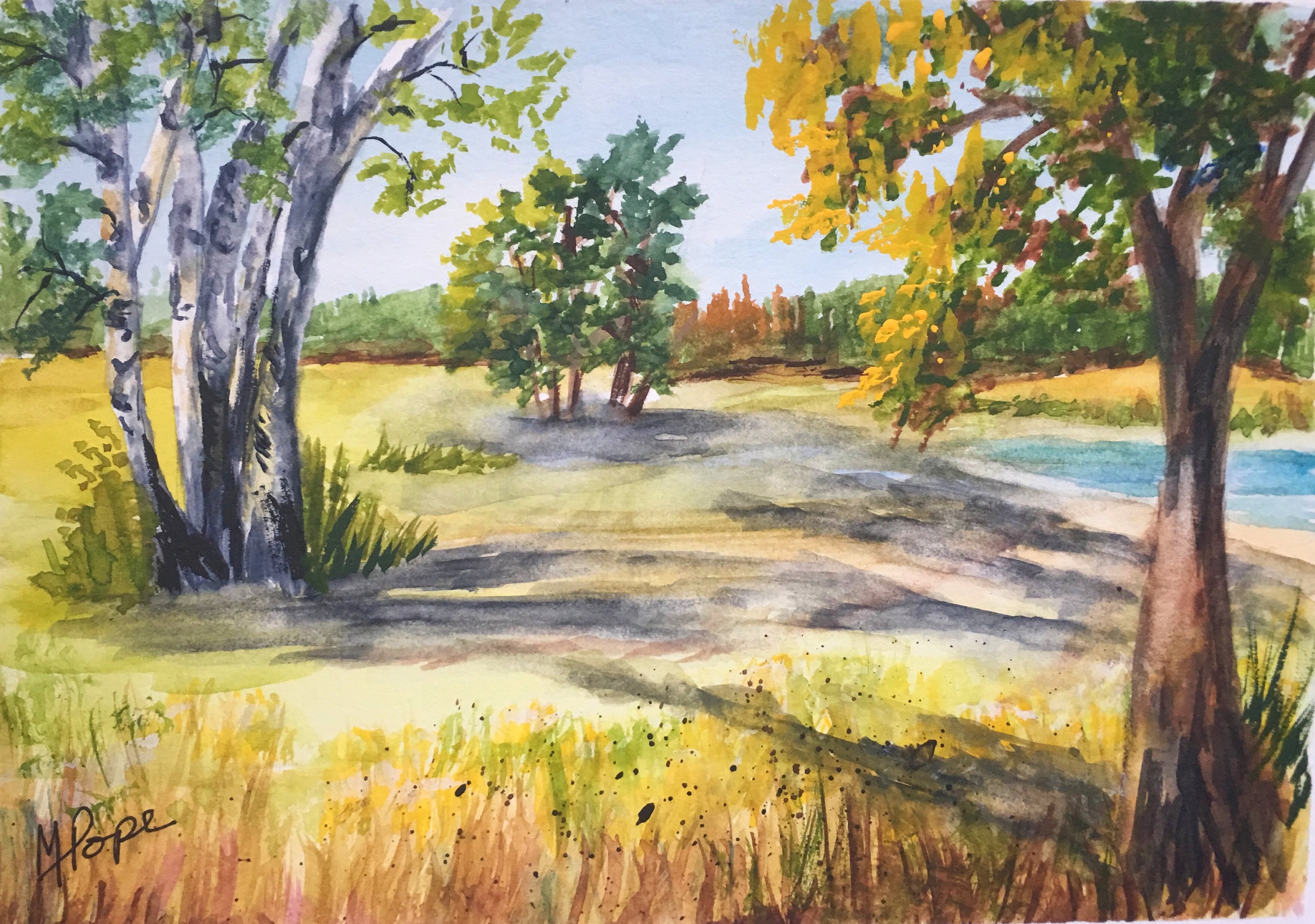 Nature scene gouache painting/Gouache landscape Etsy