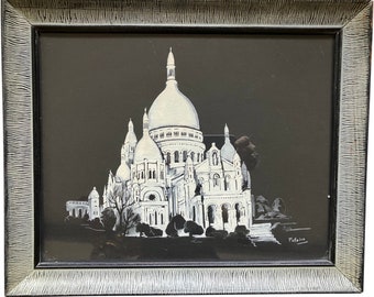 Vintage Watercolor Painting of the Sacre Coeur by Poldine